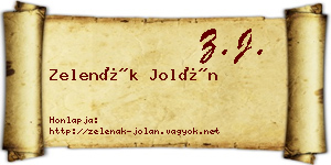 Zelenák Jolán névjegykártya